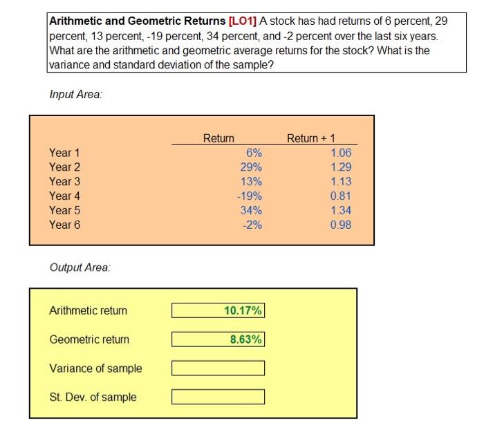 Arithmetic and Geometric Returns [L01] A stock has had returns of
