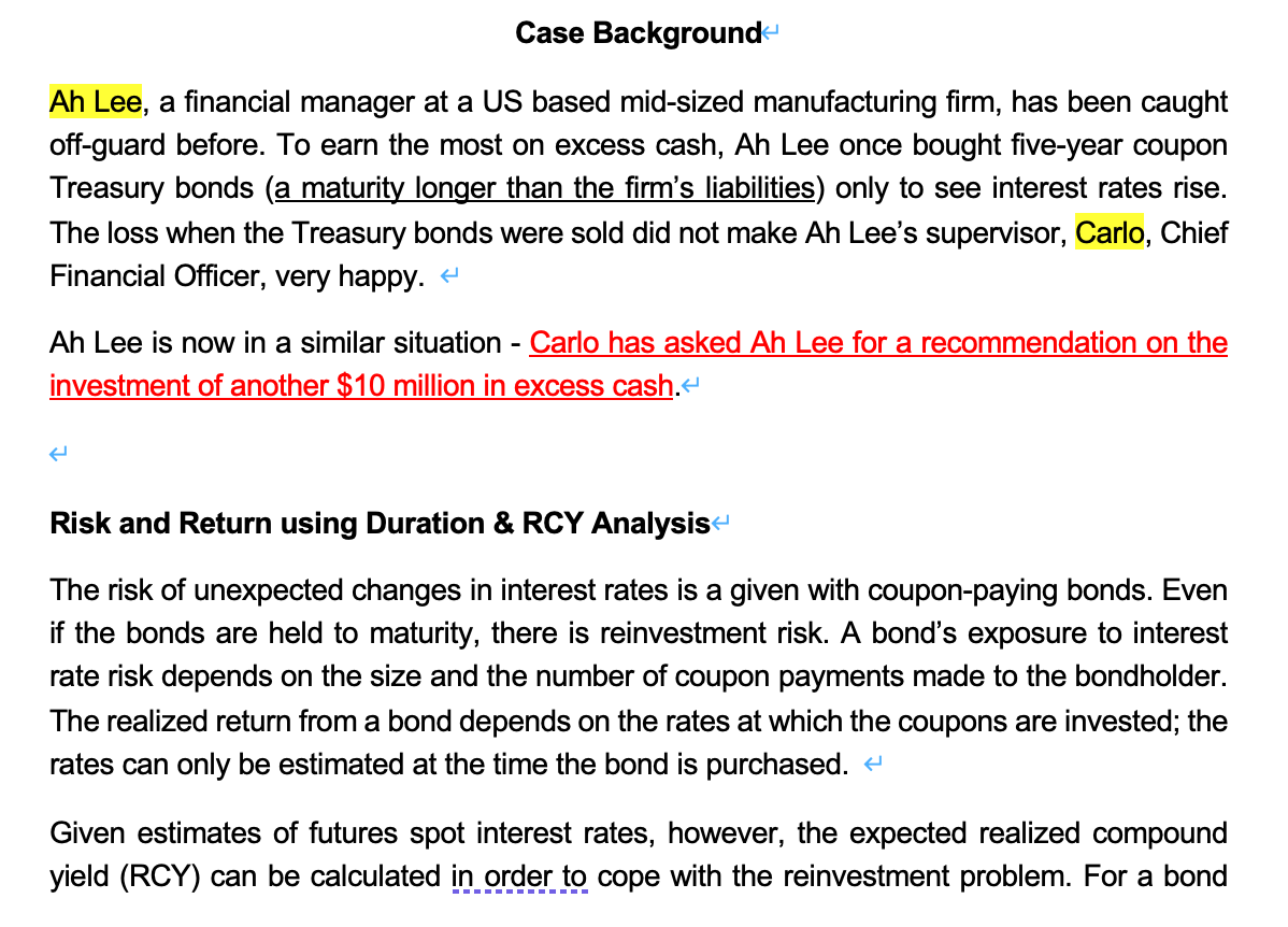  Case Background- Ah Lee, a financial manager at a US based