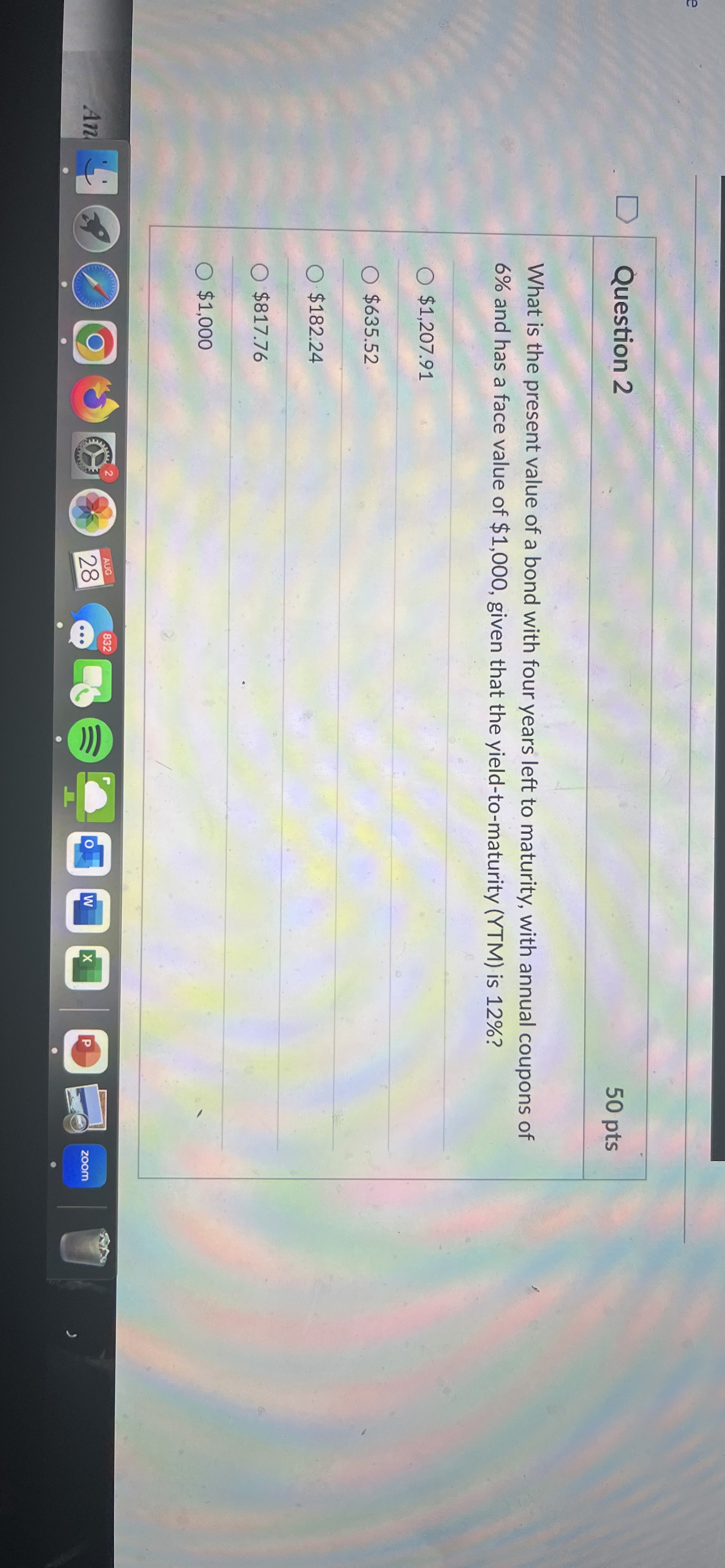  Question 2 50 pts What is the present value of a