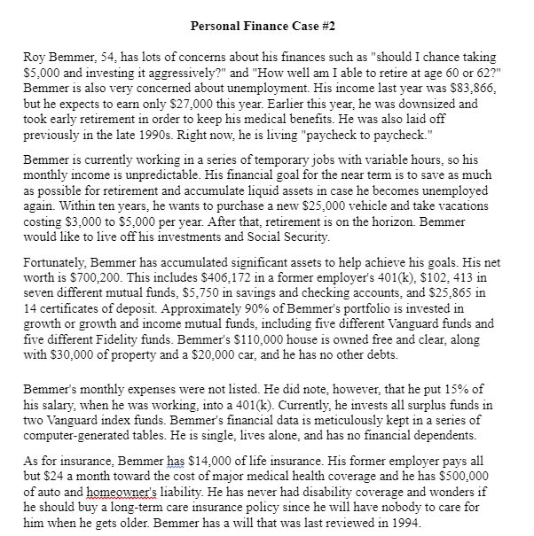 their retirement plan as if you were a financial advisor. Please be