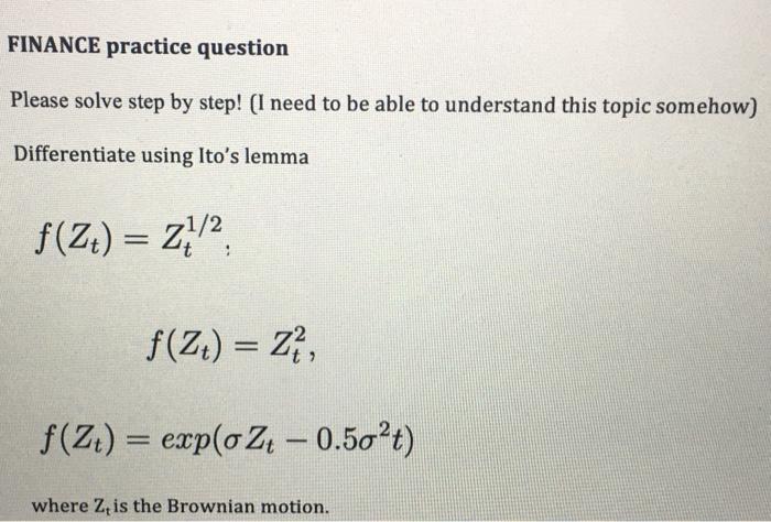  FINANCE practice question Please solve step by step! (I need to