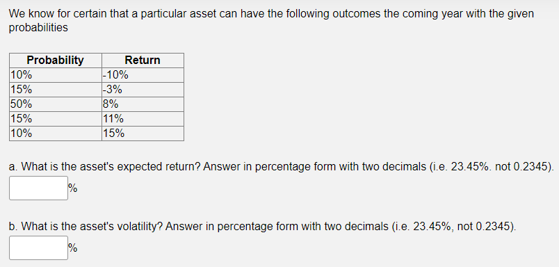 We know for certain that a particular asset can have the