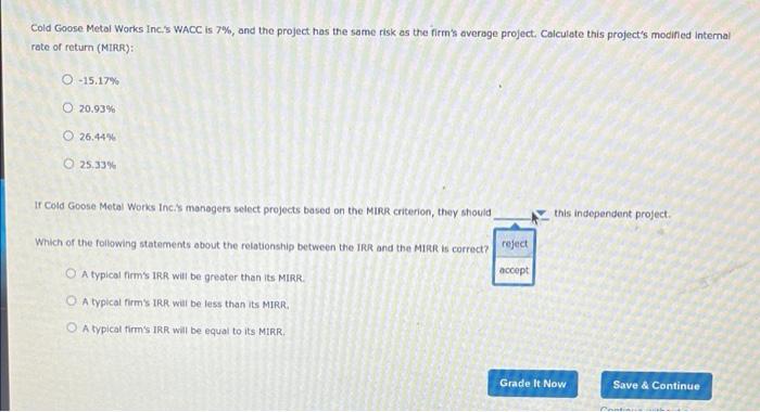 method assumes that cash flows from the project are reinvested at the
