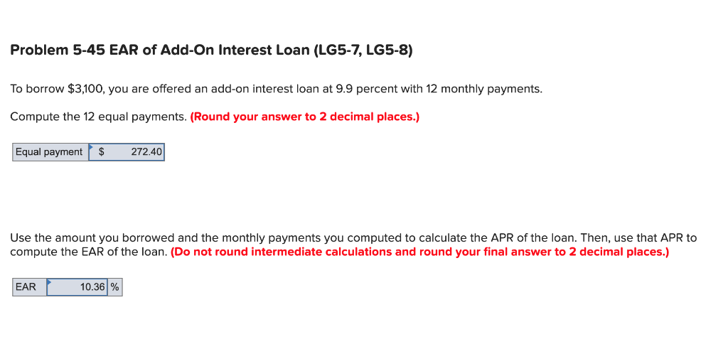 What are the answer for both of them? Problem 5-45 EAR