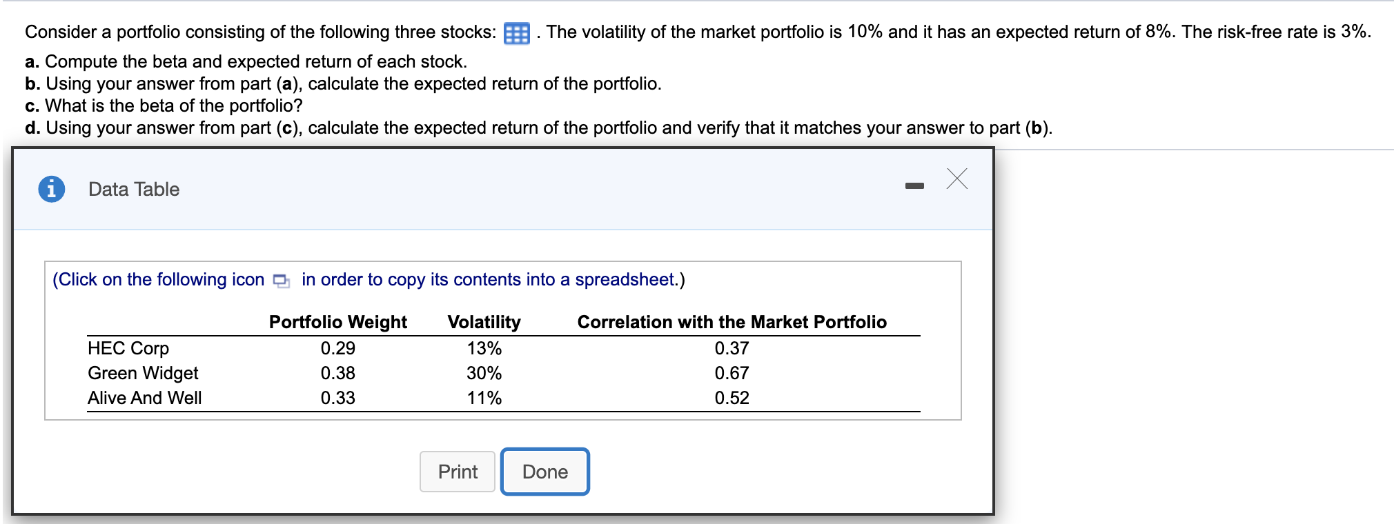 Answer all parts. Round to two decimal places. Consider a portfolio consisting