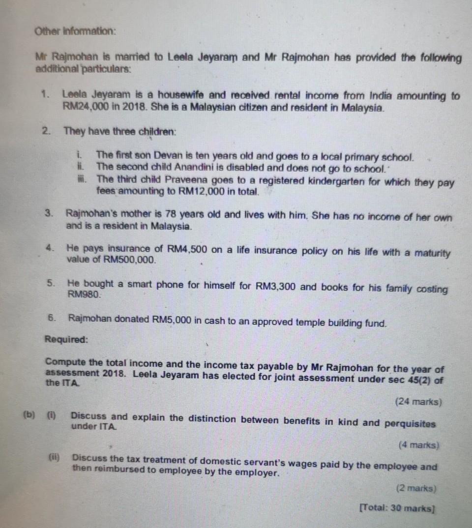 13(1)(a), 13(1)(b)...... And also send in pdf. Question 1 (a) Mr Rajmohan