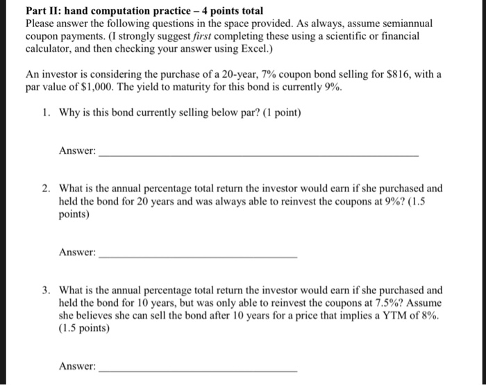  #3 Part Il: hand computation practice - 4 points total Please