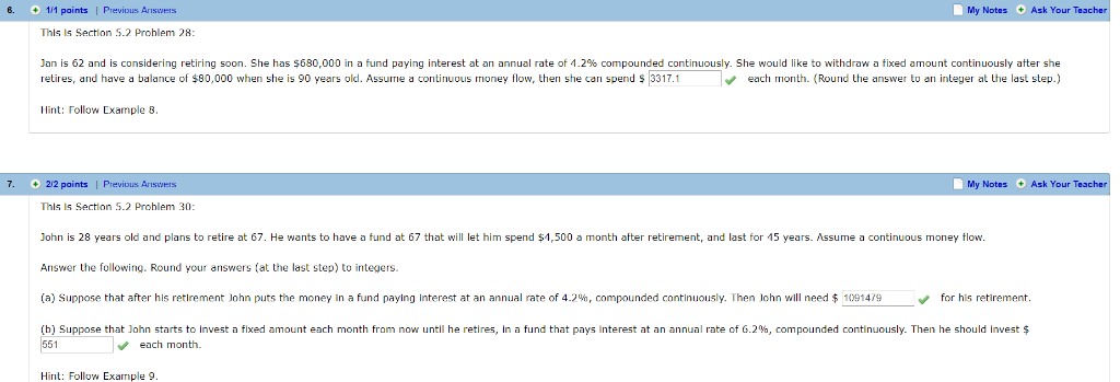 I need help with these two problems 6. 111 points| Previpus Aiswers