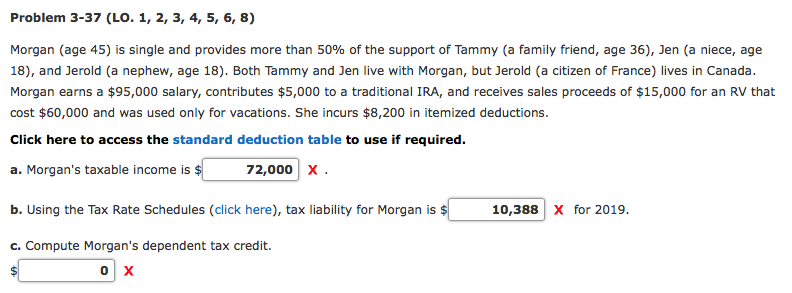 Problem 3-37 (LO. 1, 2, 3, 4, 5, 6, 8) Morgan