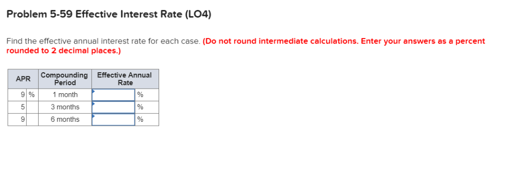 as a percent rounded to 2 decimal places.) Interest rate Problem 5-22