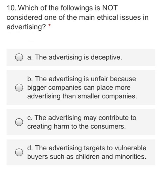Please tell me which one is the correct answer 10. Which of