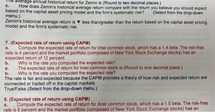  c. How does Zemin's historical average return compare with the return