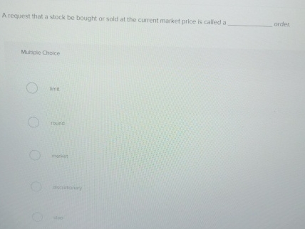  A request that a stock be bought or sold at the