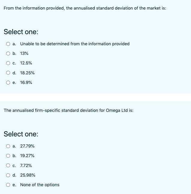 question is worth one mark. A colleague has estimated the index model,