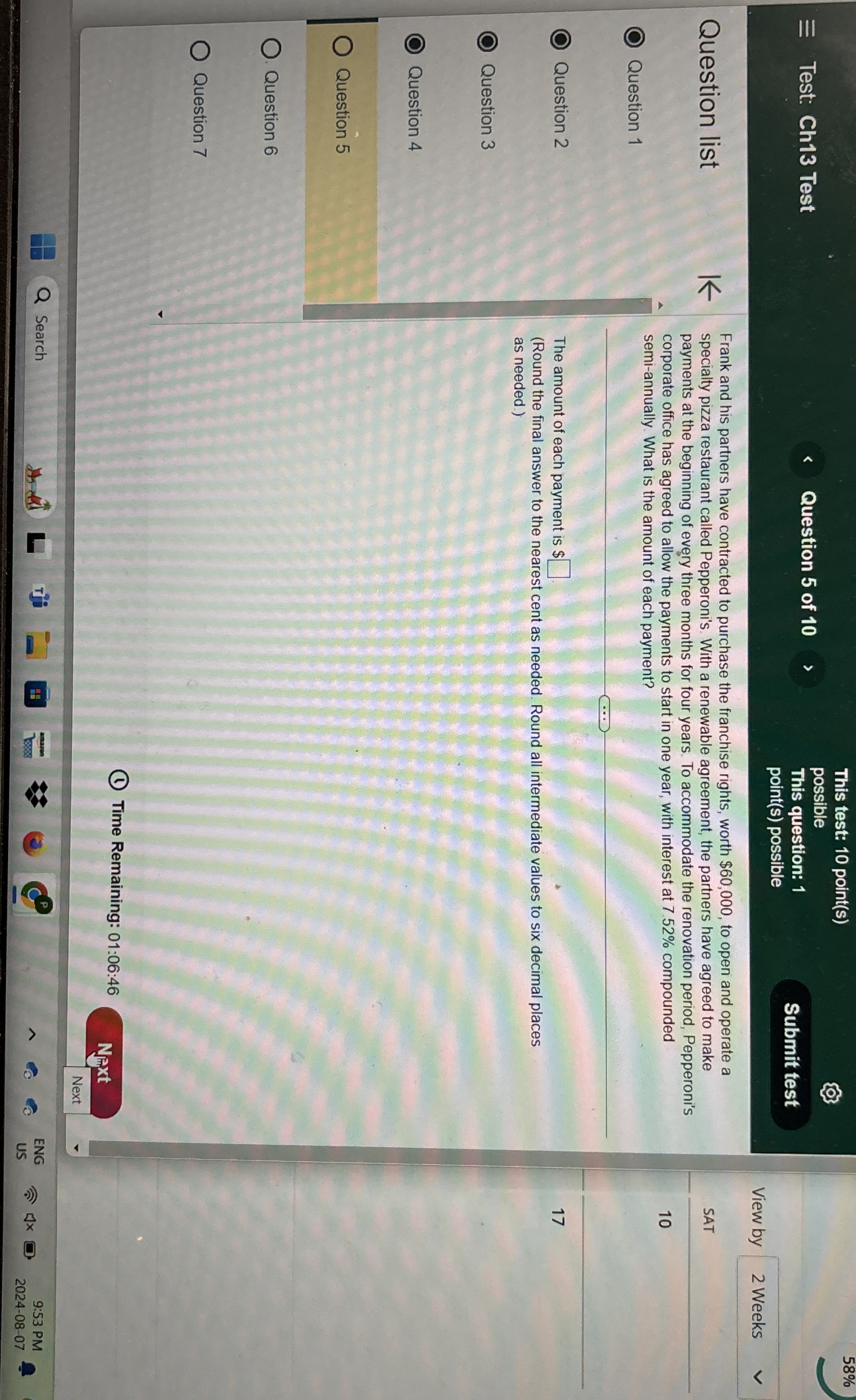  This test: 10 point(s) Test: Ch13 Test Question 5 of 10