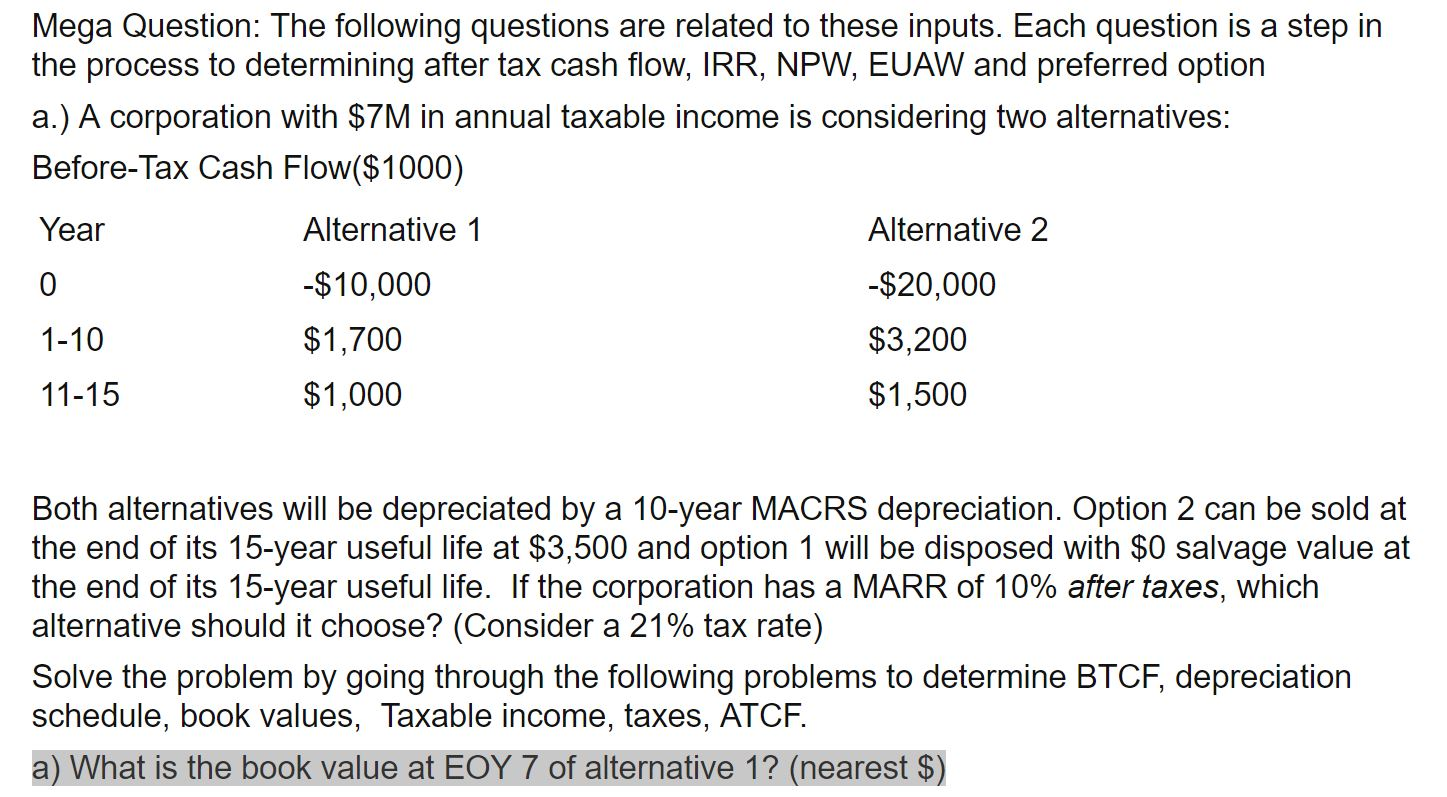 Please show in excel spreadsheet with functions if possible, thank you! Mega