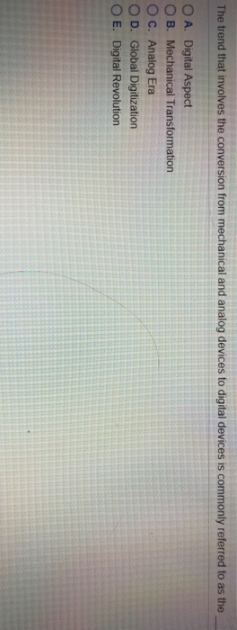  The trend that involves the conversion from mechanical and analog devices