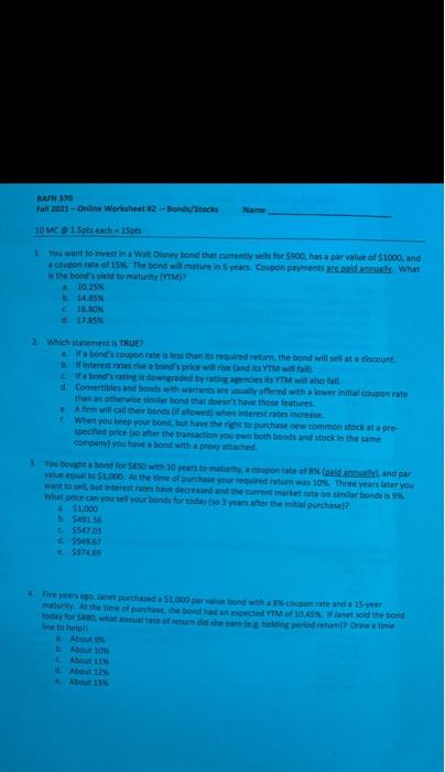 plesse help with these questions :) BAN 370 Fall 2021 - Online