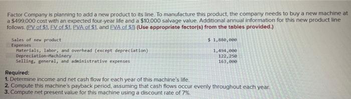 add a new product to its line. To manufacture this product, the