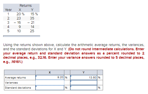  Year 1 2 3 4 5 Returns 20% 15 % 23