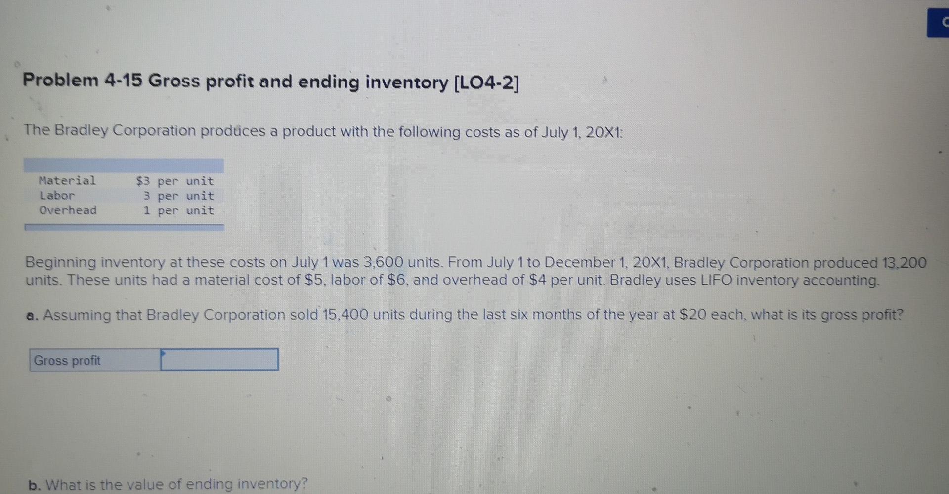  Answer please C Problem 4-15 Gross profit and ending inventory [LO4-2]