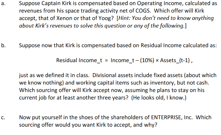 revenues from his space trading activity net of COGS. Which offer will
