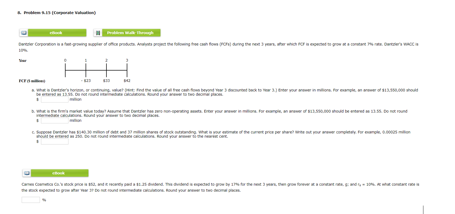 PLEASE ANSWER THIS WHOLE TWO QUESTION THANK YOU 8. Problem 9.15 (Corporate