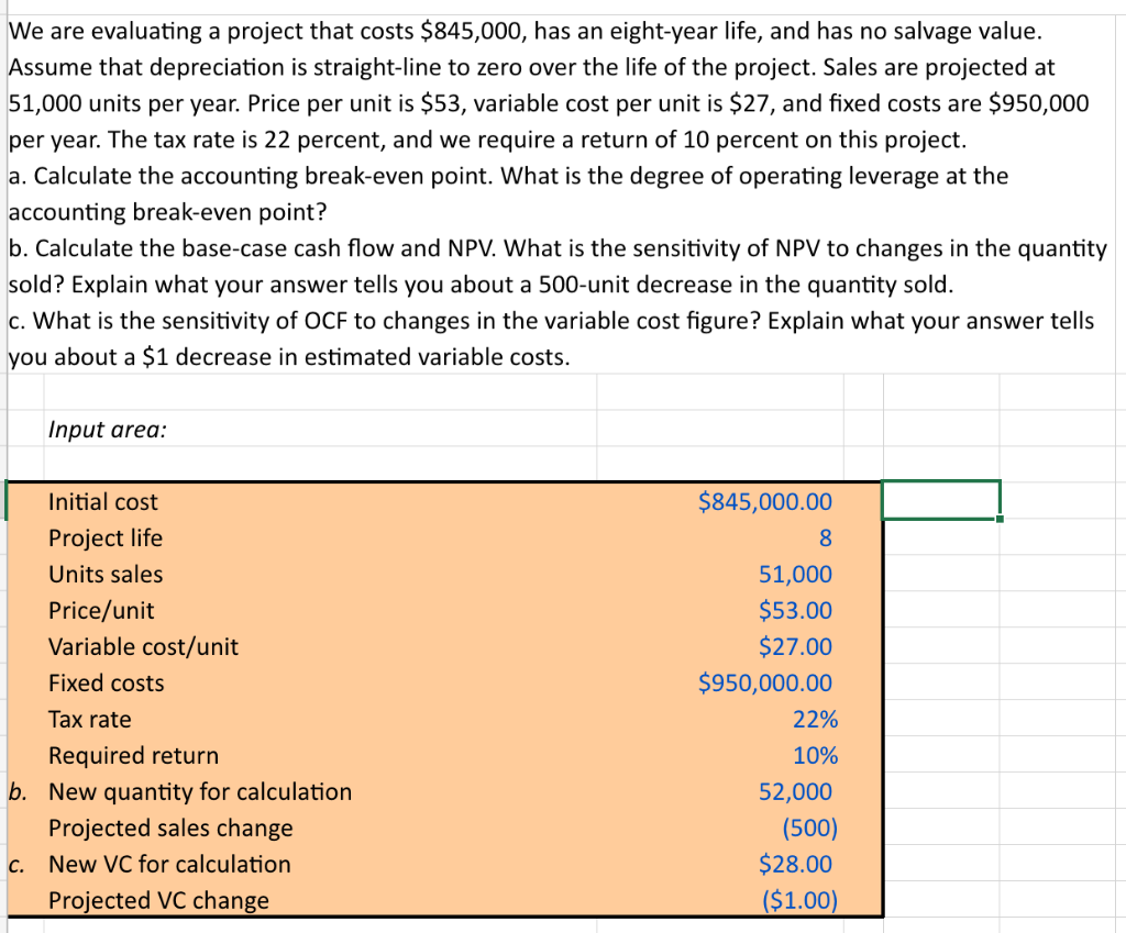  Please use excel if you can! We are evaluating a project