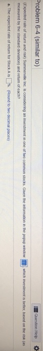 0.30 RETURN 12% 15% 18% RETURN -6% PROBABILITY 0.20 0.30 0.30 0.20