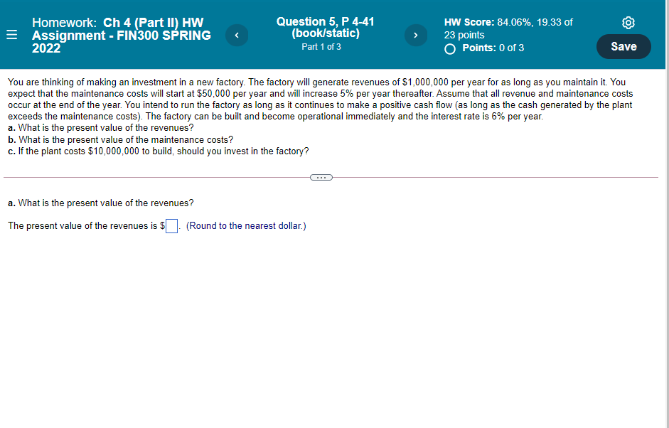 @ Homework: Ch 4 (Part II) HW Assignment - FIN 300