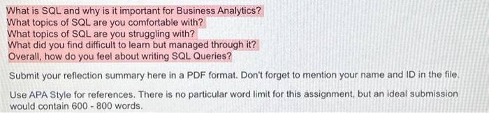  What is SQL and why is it important for Business Analytics?