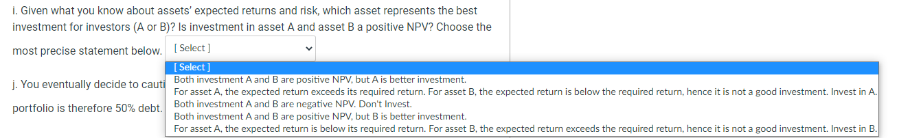 State Probability weak market 0.4 strong market 0.6 Expected Market Return 5%