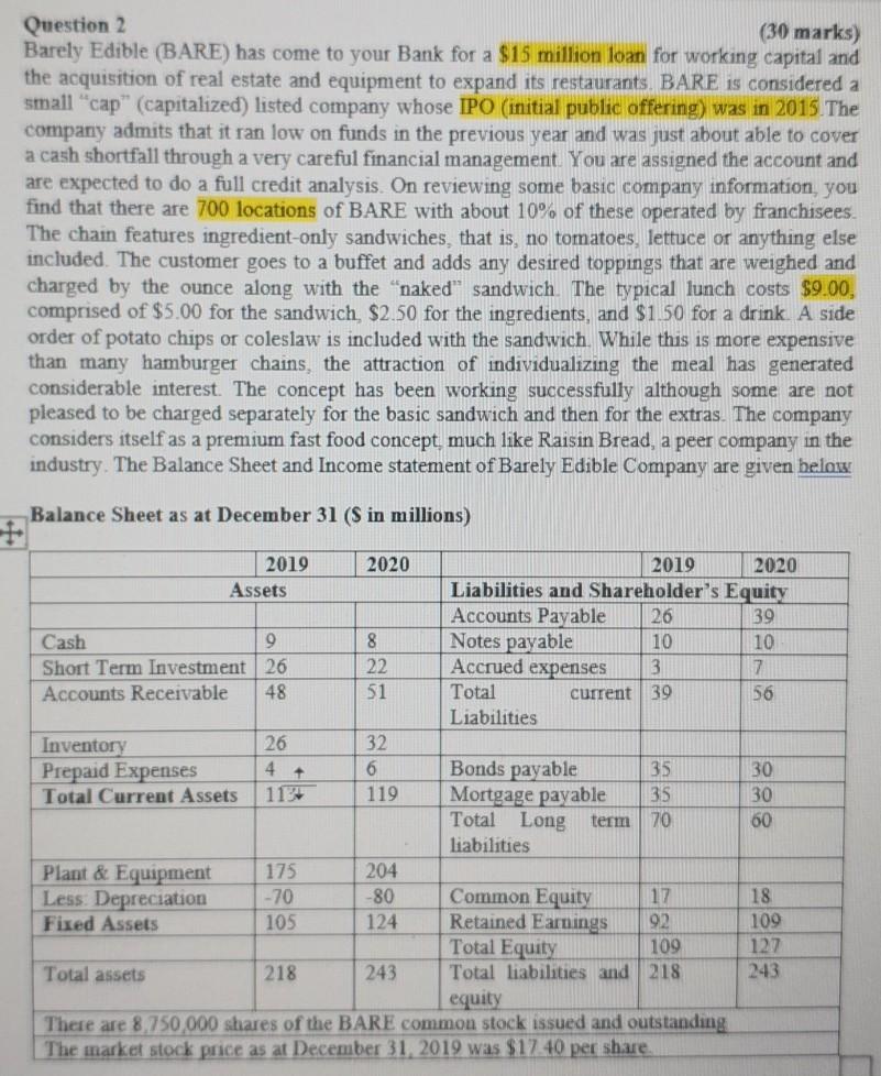  first part of question second part last part Question 2 (30