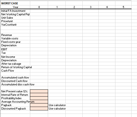 cases. You will calculate the following values for each case: Net present