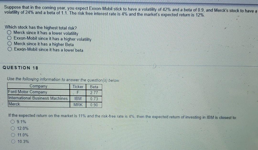 the coming year, you expect Exxon-Mobil stick to have a volatility of