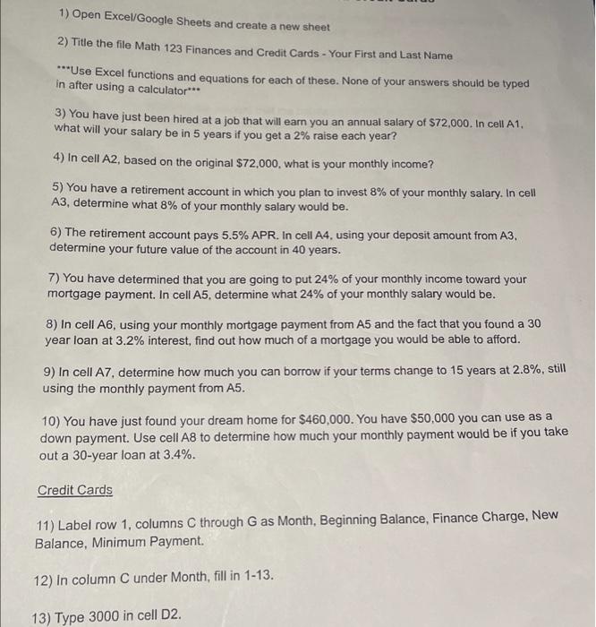 please help me do this on excel and show functions i really