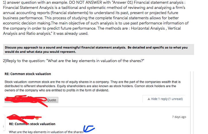 1) answer question with an example. DO NOT ANSWER with "Answer
