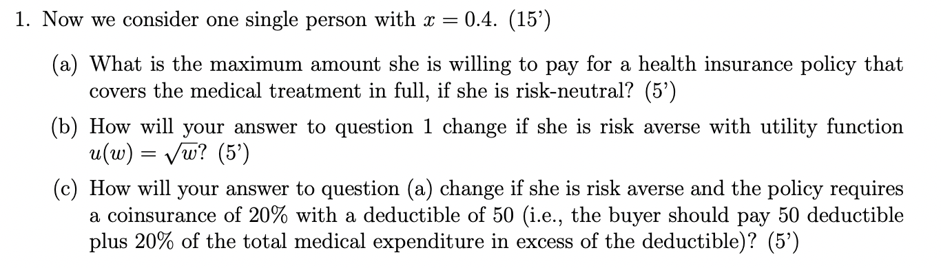 in the society, whose health status can be represented by x, which