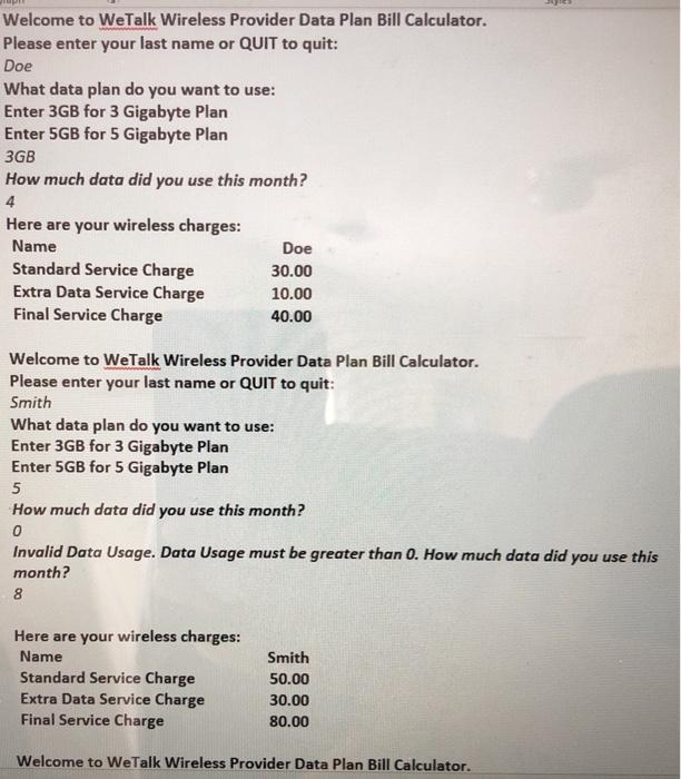 (50%) You are writing a program for the telephone company. You will