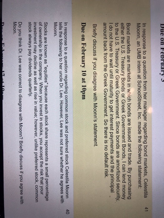  41 In response to a question from her manager regarding bond