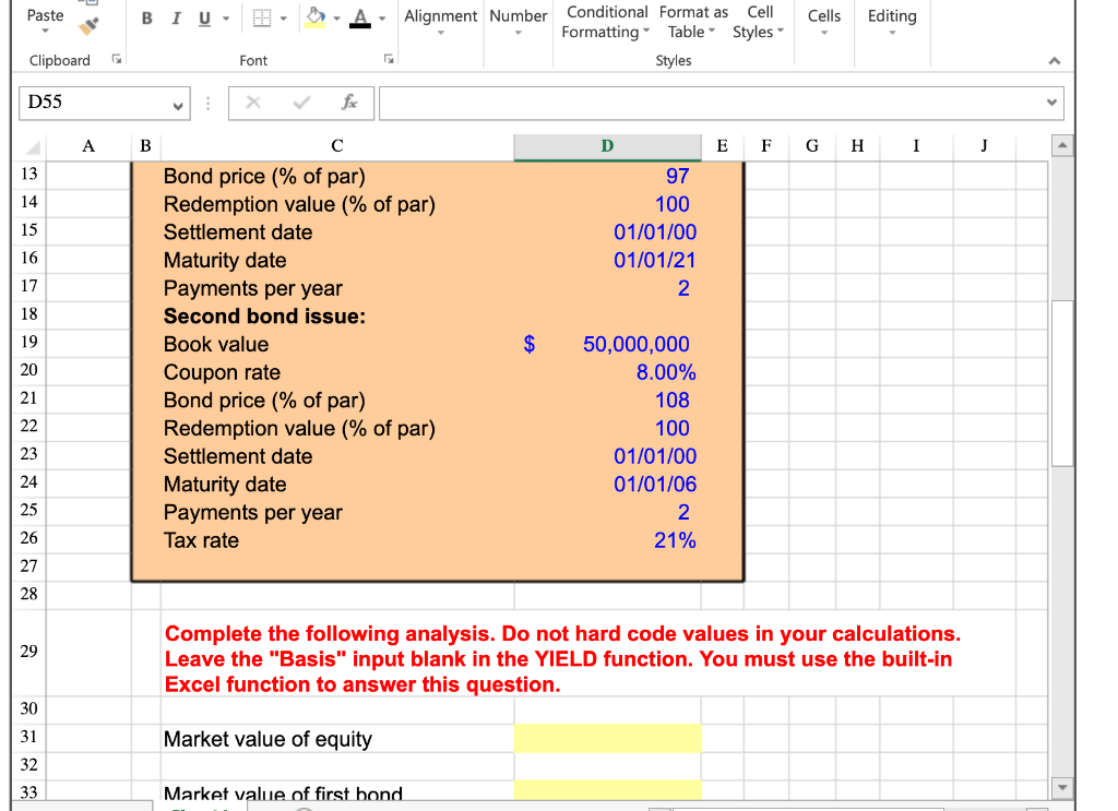 Formatting Table Styles Styles Clipboard Font D55 : X fac A B