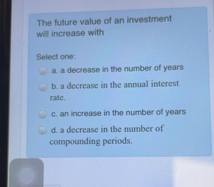 Standard deviation 4.9% 5.5% If an investor must choose between investing in