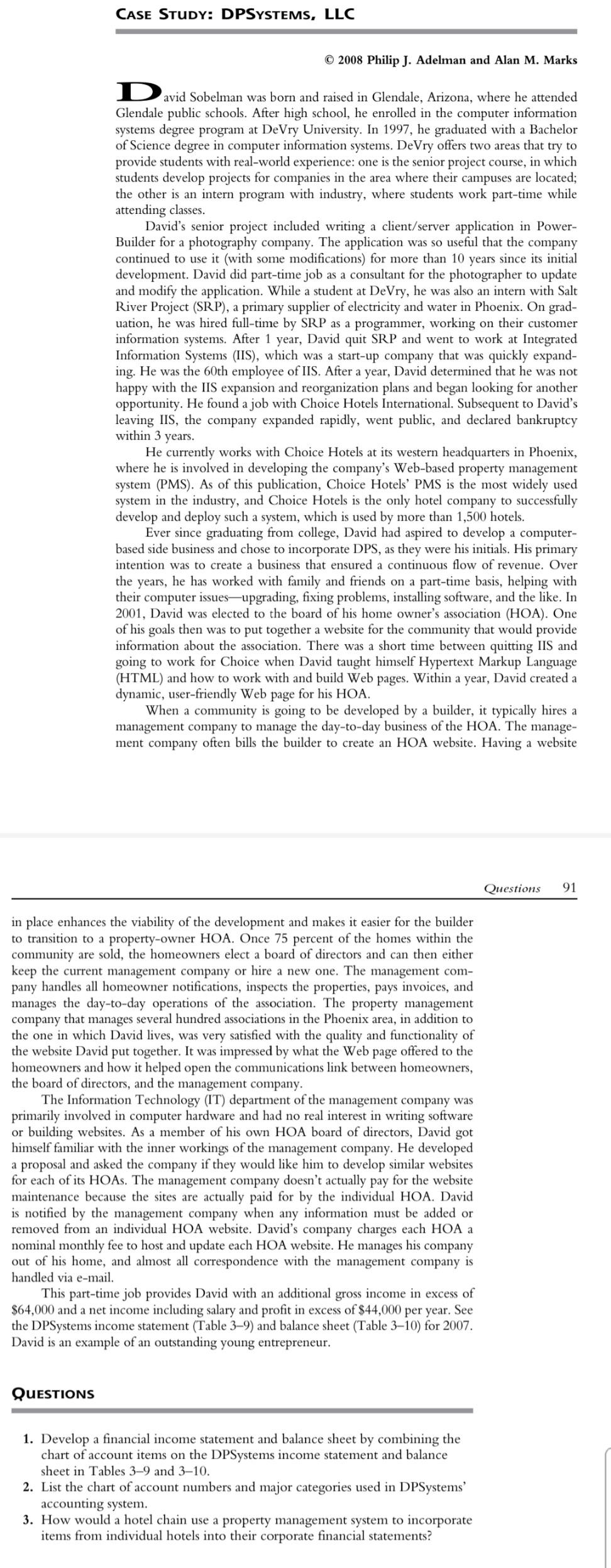 tables 3-9 and 3-10 TABLE 3-9 DPSystems Income Statement DPSystems Income Statement