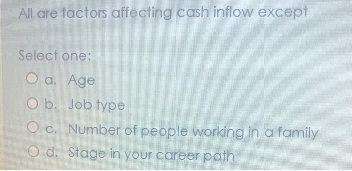 b. DIVIDEND O c. SALARY O d. CAR INSURANCE All are factors