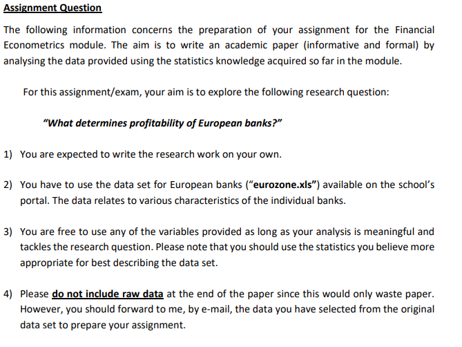  Assignment Structure There are different formats which could be used for