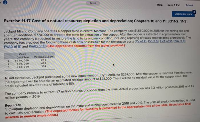  show steps when solving Saved Help Save&Exit Submit Exercise 11-17 Cost