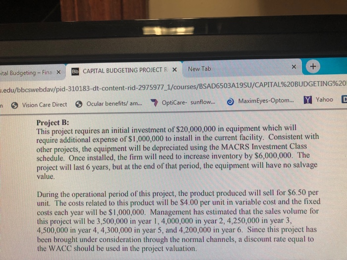rate of return d. Payback Period BSAD 6503 FINANCIAL MANAGEMENT CAPITAL BUDGETING