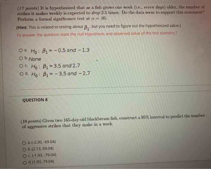 a study of the feeding behavior of blackbream fish. The zoologists recorded
