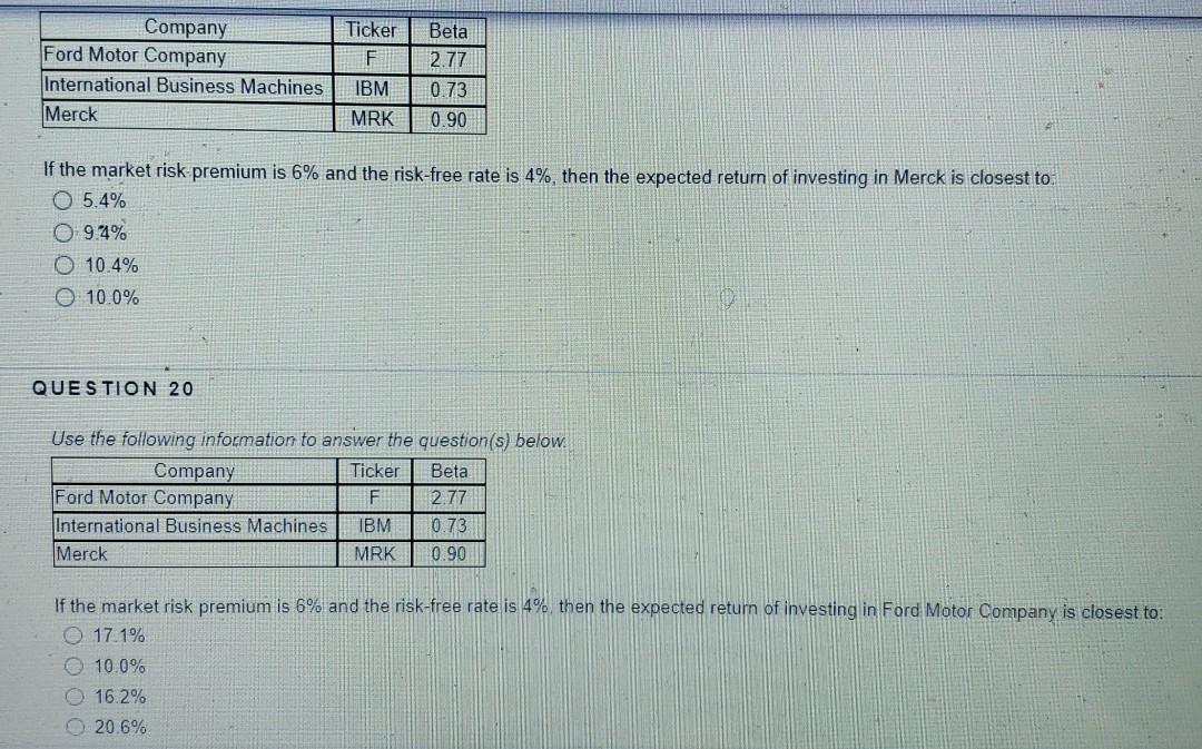  please answer all questions completely using multiple choice. Company Ford Motor