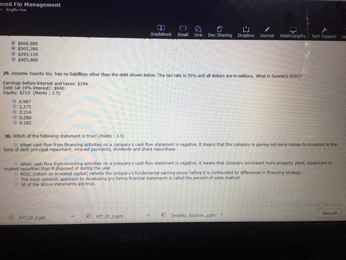  Please answer 29 & 30. ced Fin Management r SingRu Hoe